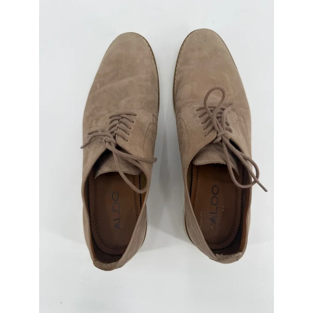 Aldo Mens Taupe Brown Nubuck Derby Shoes Lace Up Dress Casual Size 10 EUR 43
